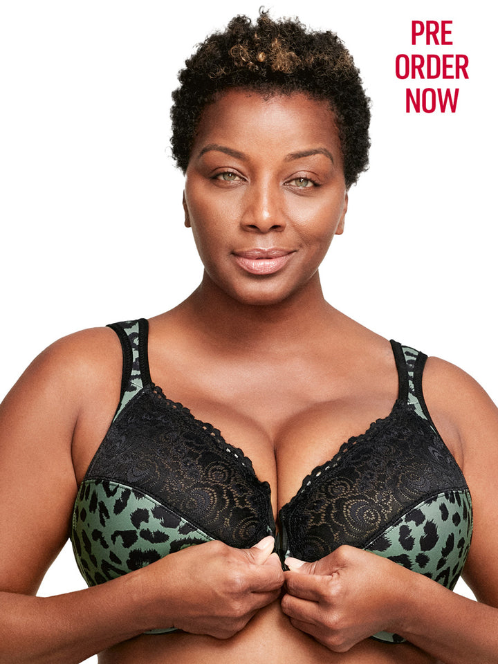 Glamorise Bra 1245 - Wonderwire Front Close Bra - Centennial Leopard