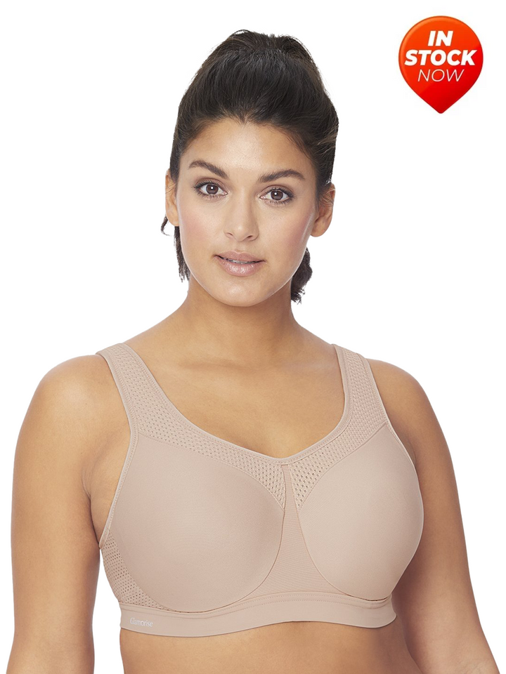 In Stock 9066 - High Impact Seamless Sports Bra - Cafe