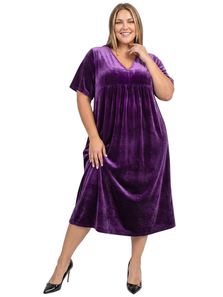 Gala Velour Dress - Blackcurrant*