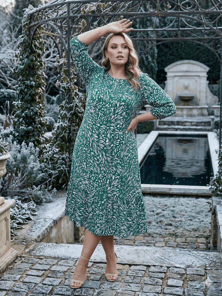 Hawley Bib Dress - Green Print