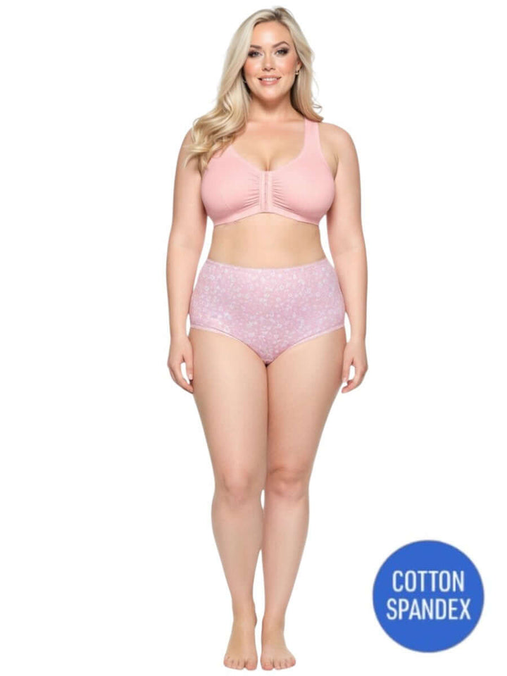 Full Briefs - BCS1025 Cotton Spandex - Maroon/Pink Print