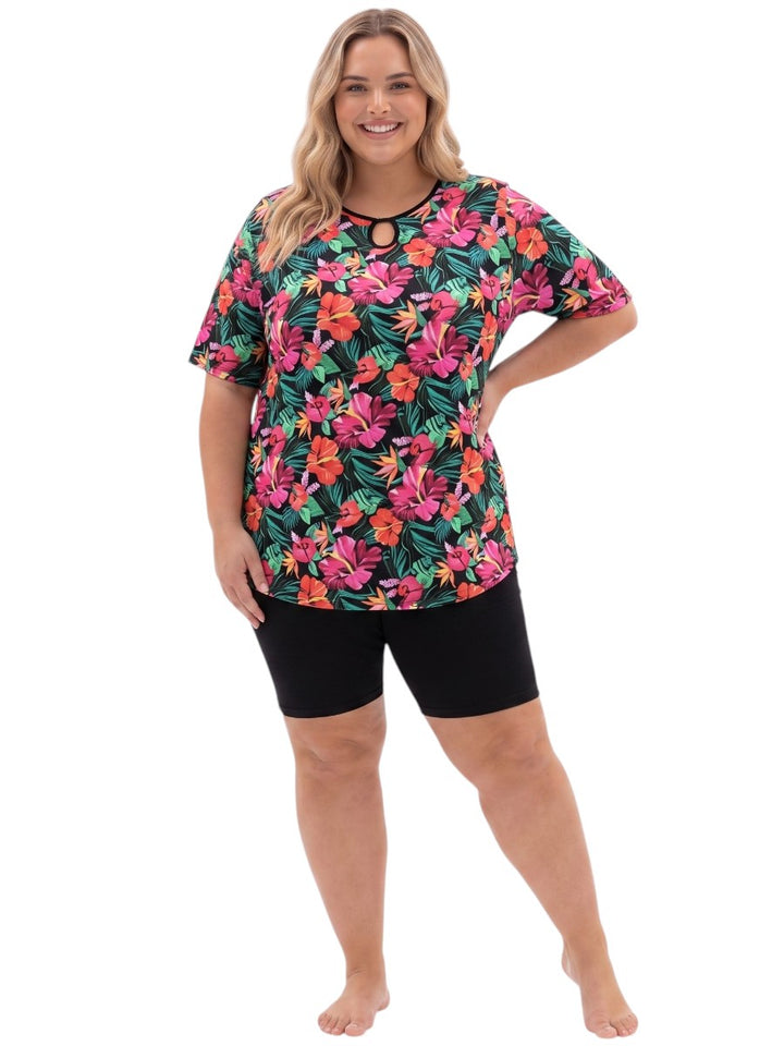 Hibiscus Bloom Swim Rashi Tunic - Floral Print*