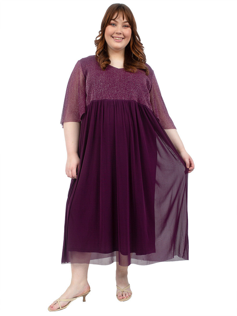 Adele Shimmer Dress - Plum*