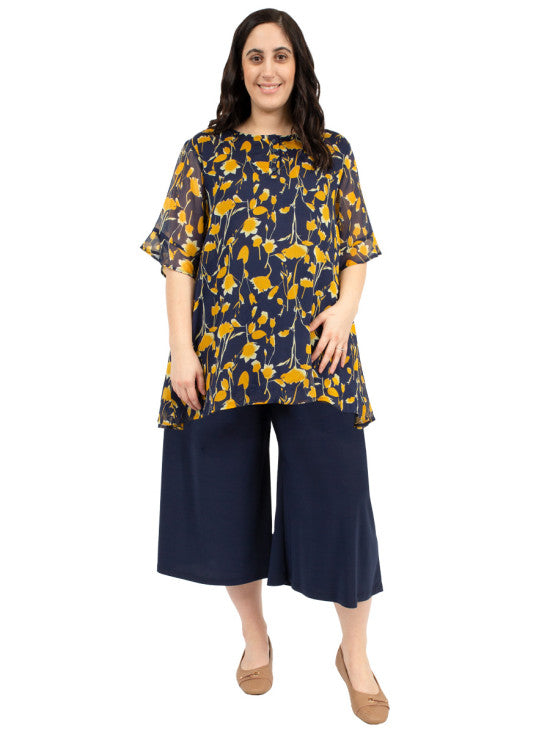 Bright Night Coulottes Capris - Navy