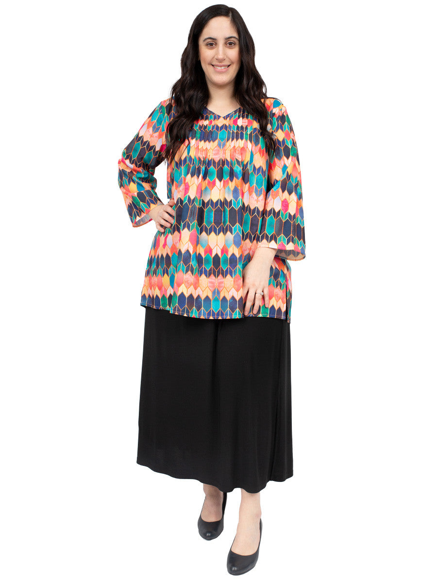 Tayla Pleated Top - Print - Dale and Waters