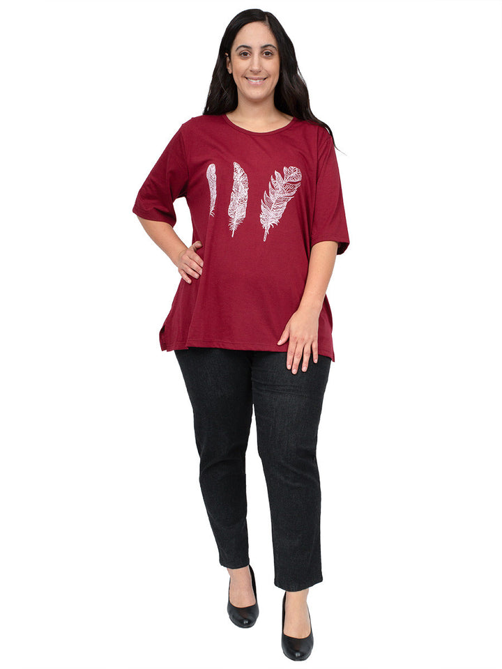 White Feather Tee - Red