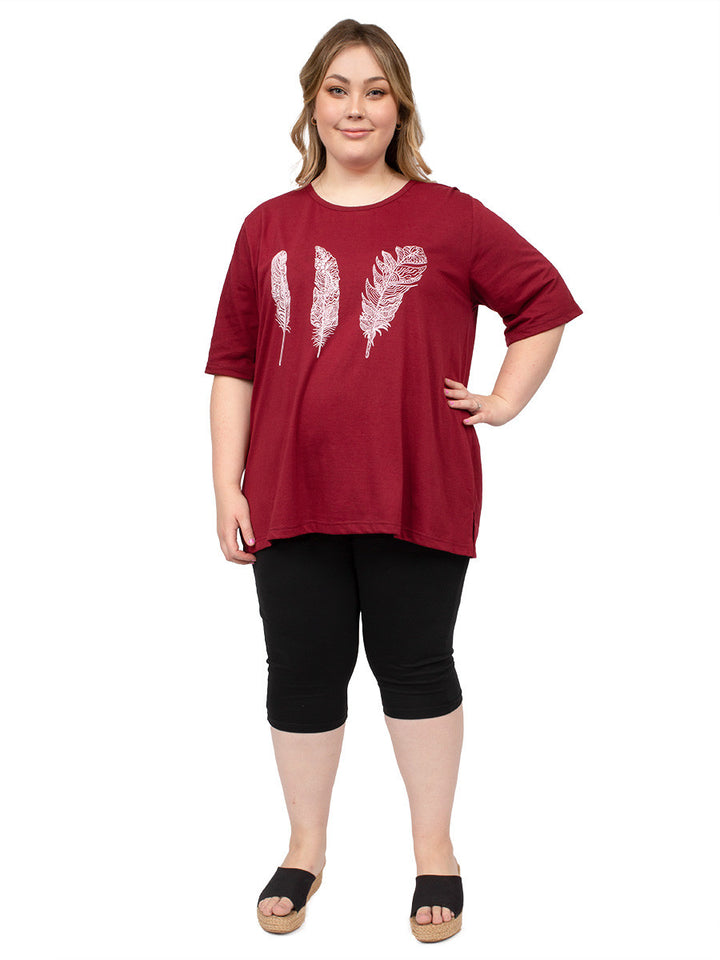 White Feather Tee - Red
