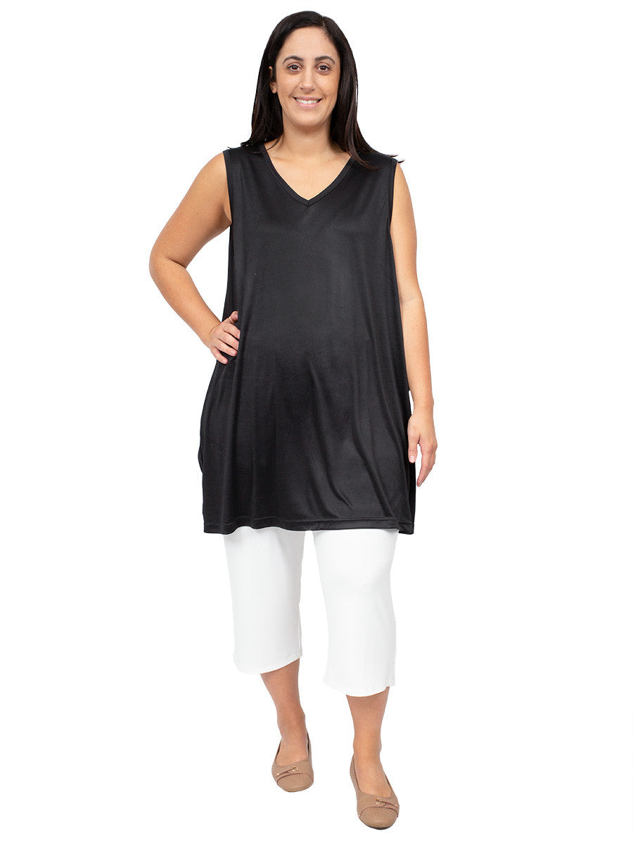 V-Neck Longline Cami - Black - Dale and Waters