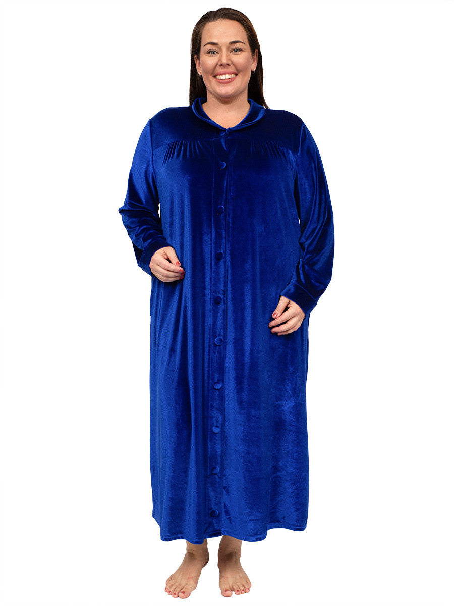 Giada Velour Dressing Gown - Navy*