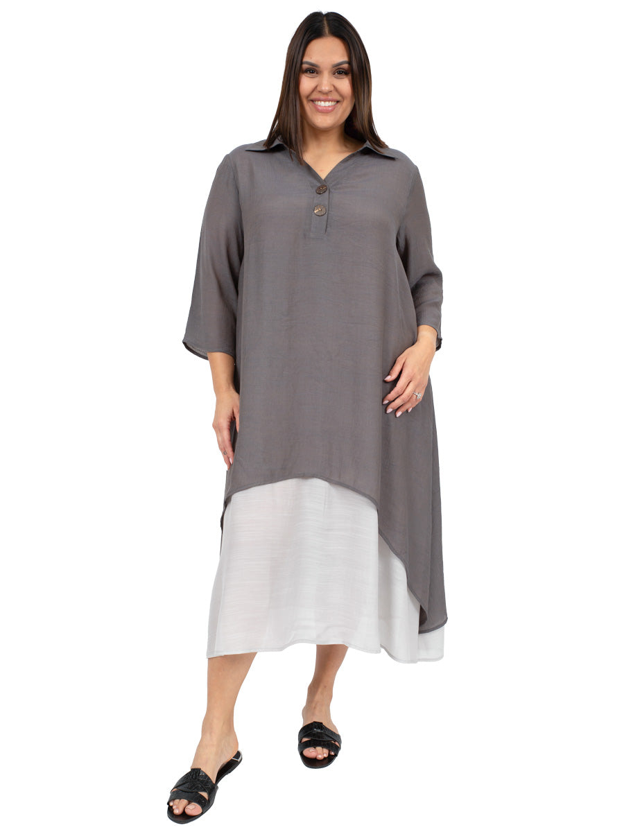 Linen Oak Dress - Grey* - Dale and Waters