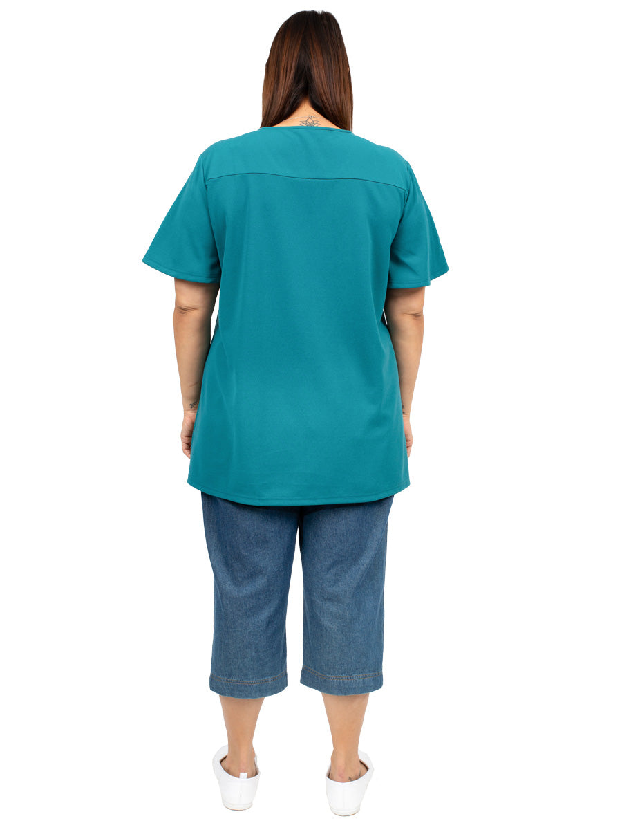 Mistletoe Pleat Top - Teal* - Dale and Waters