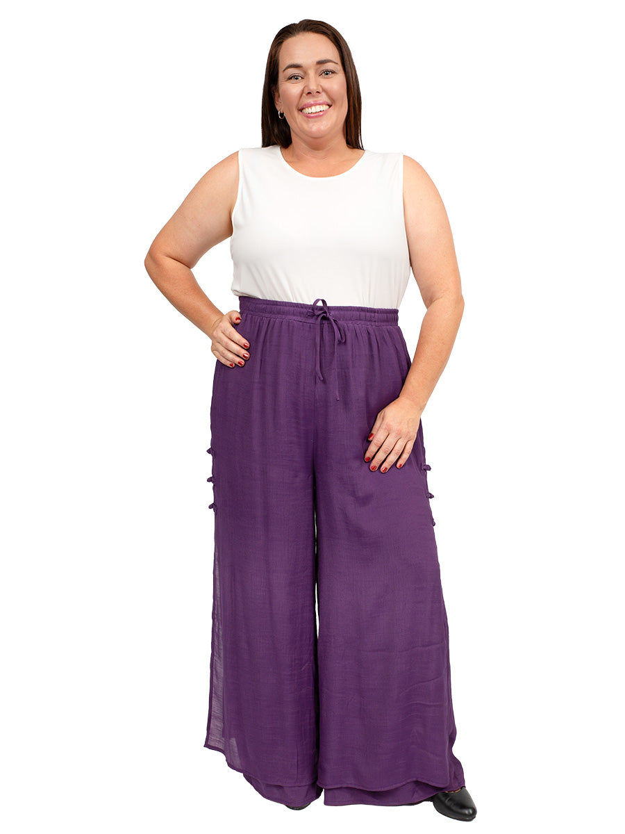 Linen Oak Pants - Purple