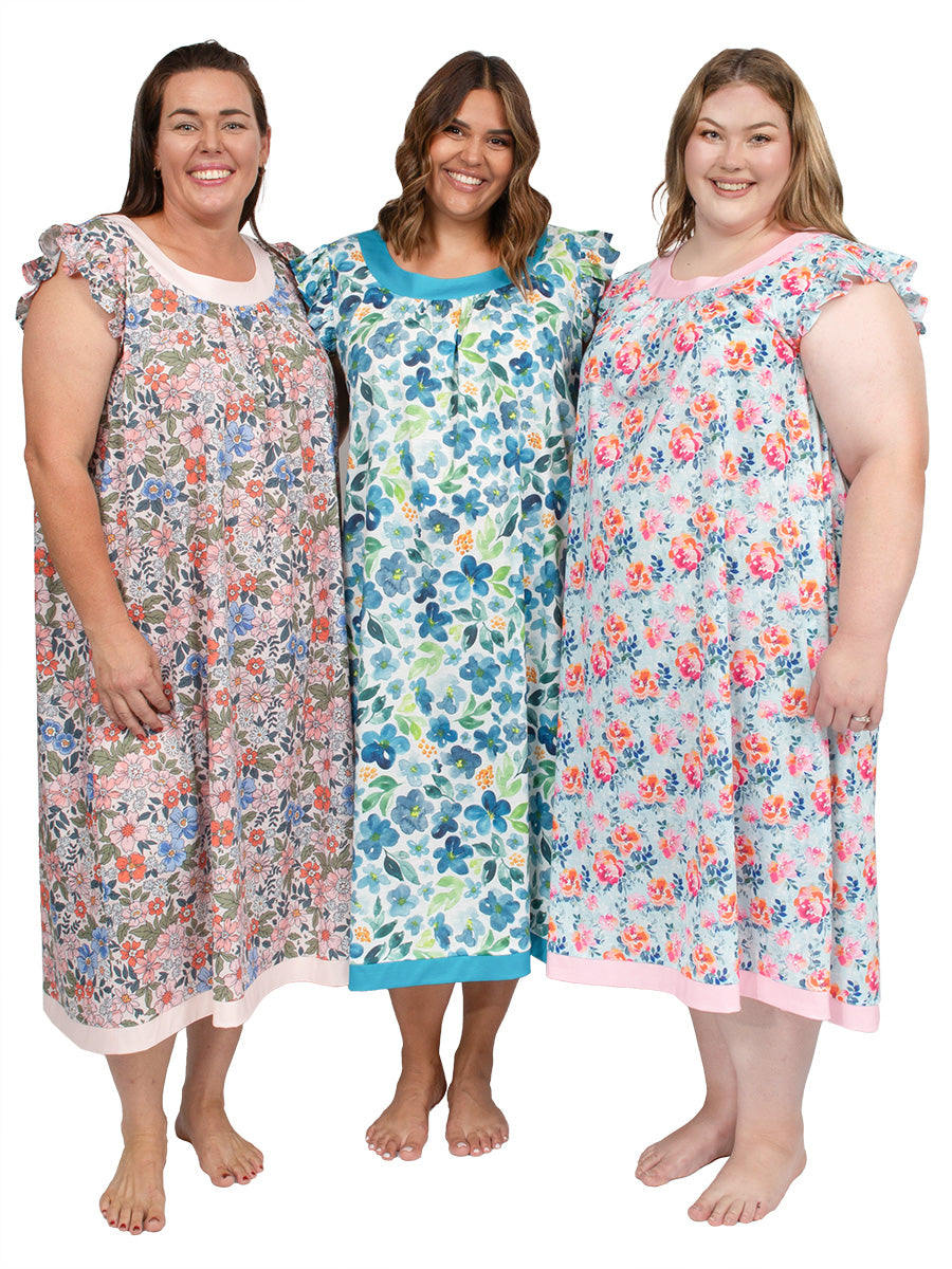 Heritage Frill Nightie White Print**