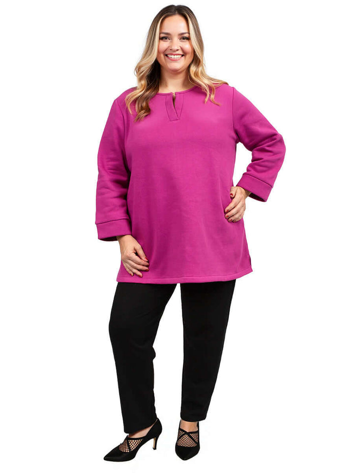 Reuben Fleece Jumper - Raspberry