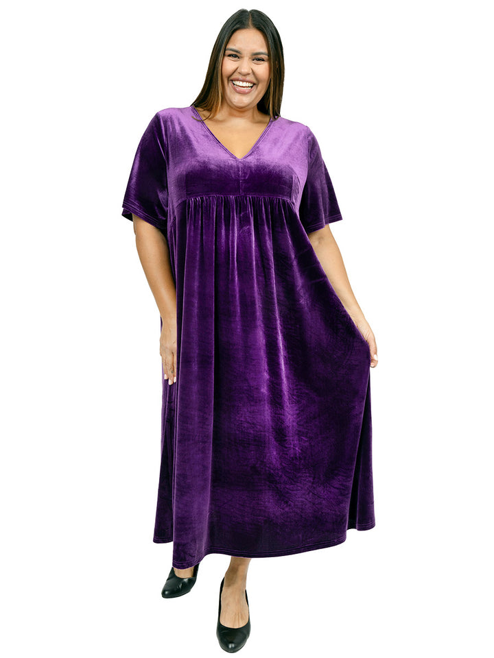 Gala Velour Dress - Blackcurrant