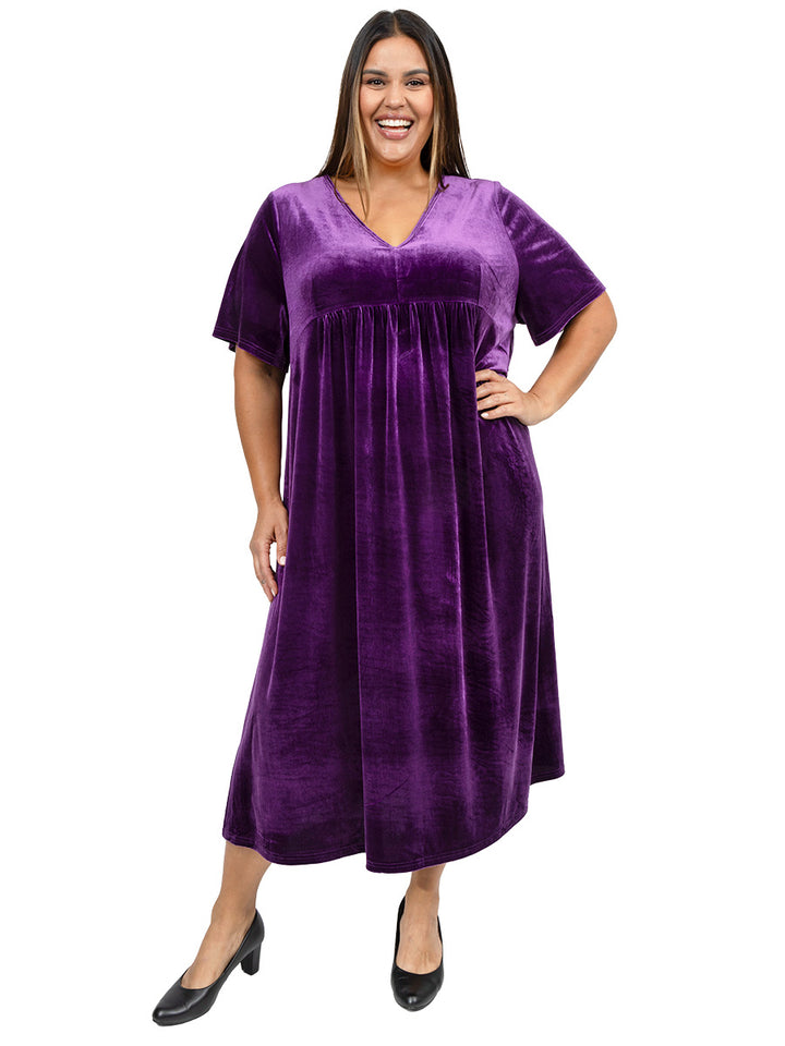 Gala Velour Dress - Blackcurrant