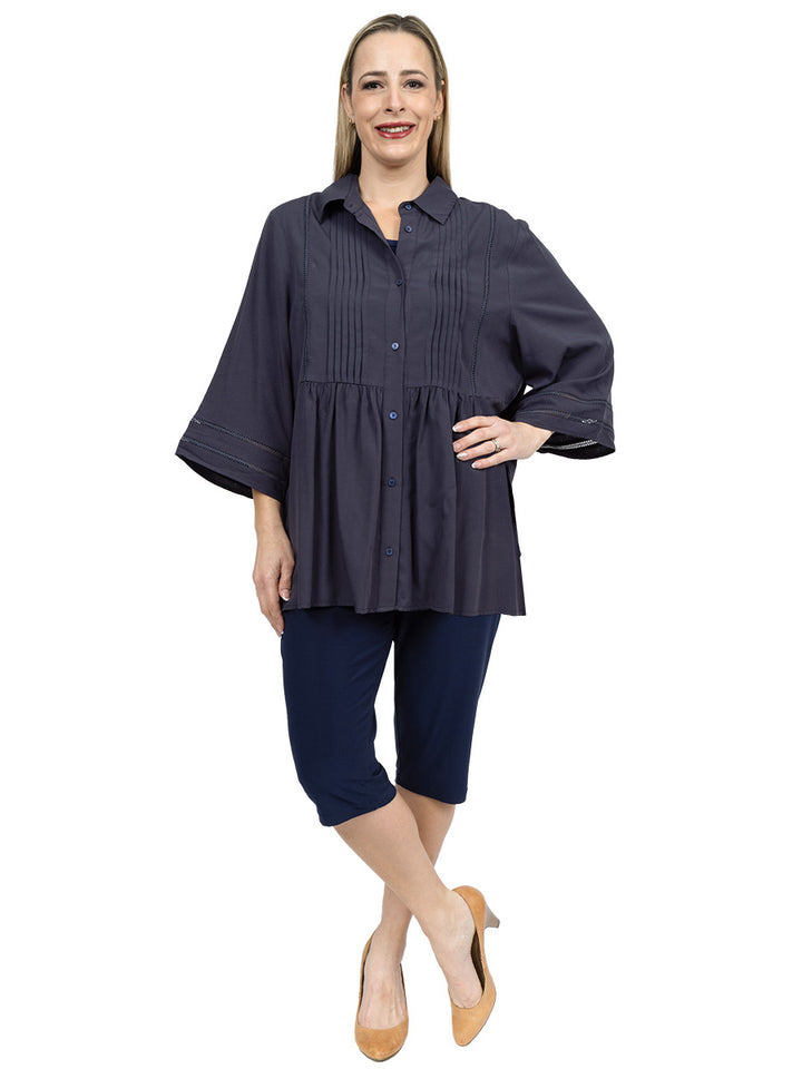 Amelia Pleated Blouse - Astronaut