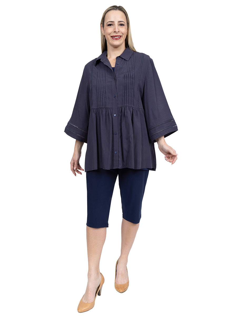 Amelia Pleated Blouse - Astronaut