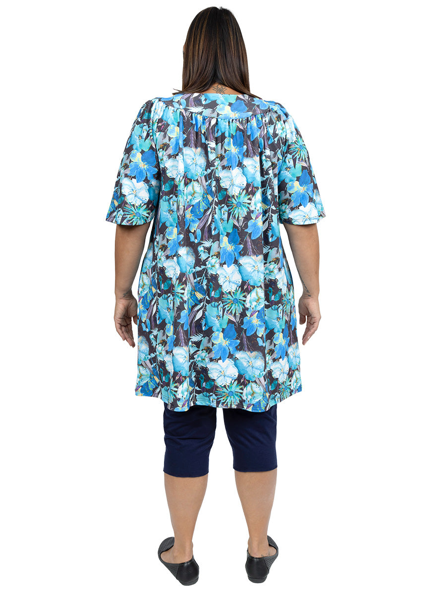 Destiny V-Neck Tunic -Blue Print