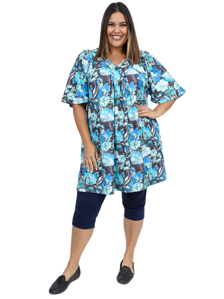 Destiny V-Neck Tunic -Blue Print