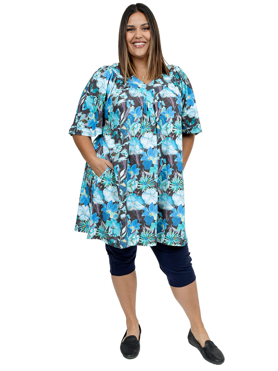 SAMPLE ONLY - Destiny V-Neck Tunic -Blue Print** - Dale and Waters