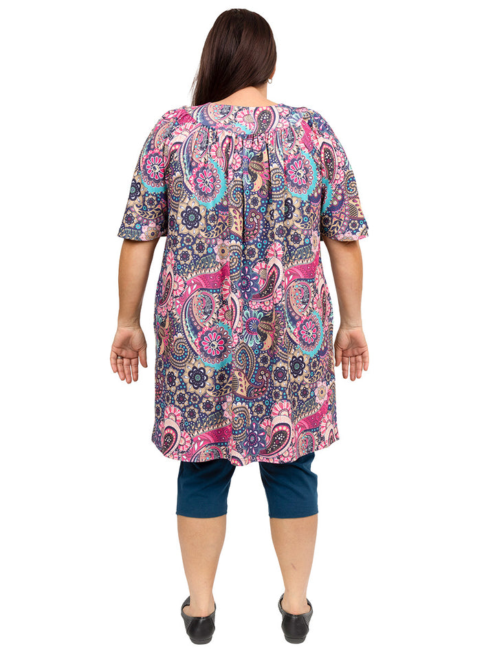 Destiny V-Neck Tunic - Pink Print*