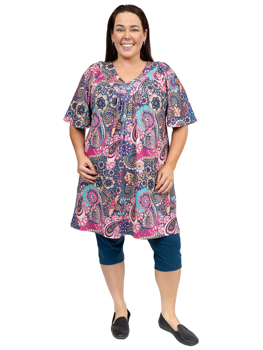 SAMPLE ONLY - Destiny V-Neck Tunic - Pink Print** - Dale and Waters