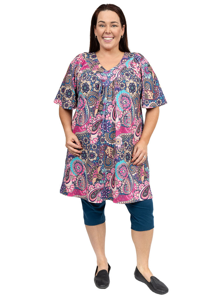 Destiny V-Neck Tunic - Pink Print*