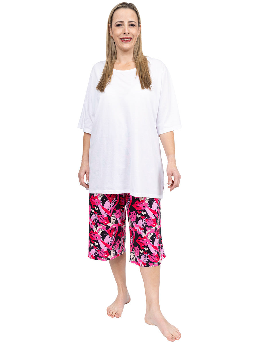 SAMPLE ONLY - Mckenna Sleep Capris - Pink Print**