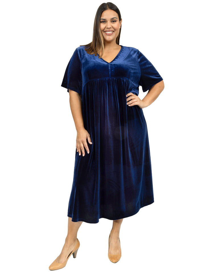 Gala Velour Dress - Sapphire