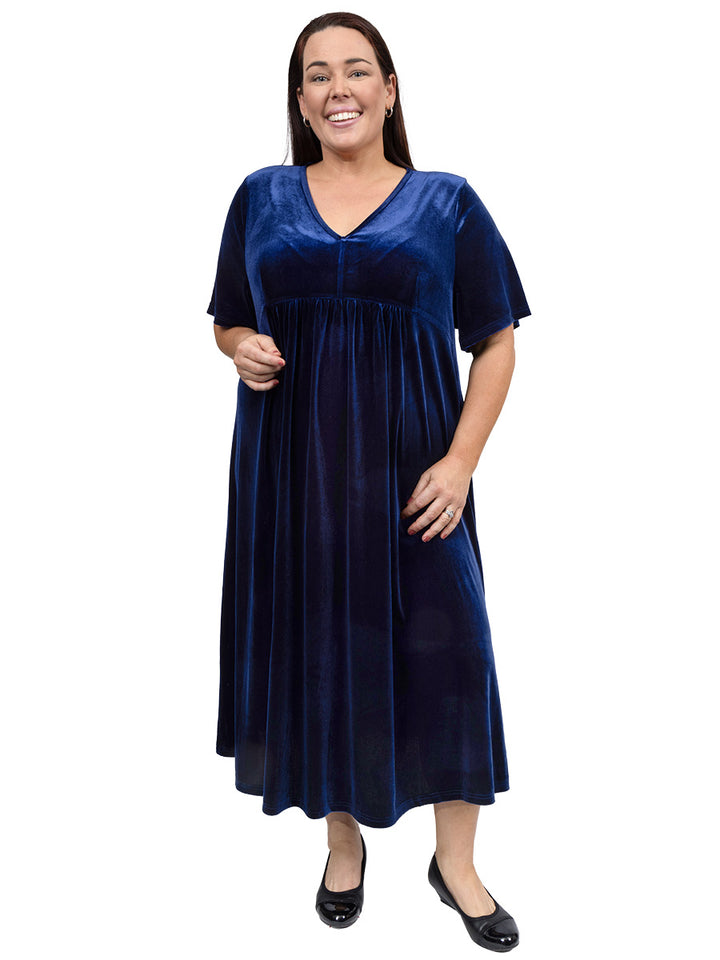 Gala Velour Dress - Sapphire