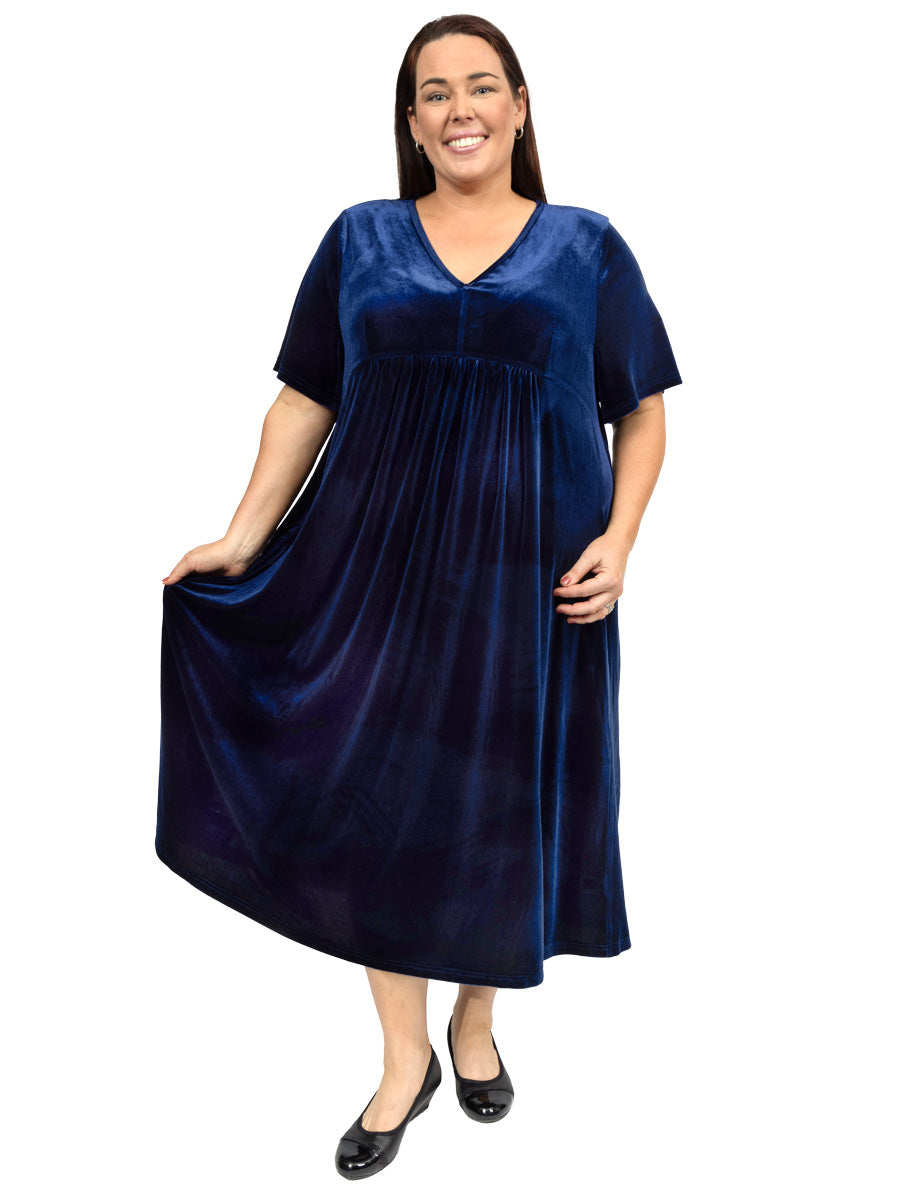 Gala Velour Dress - Sapphire