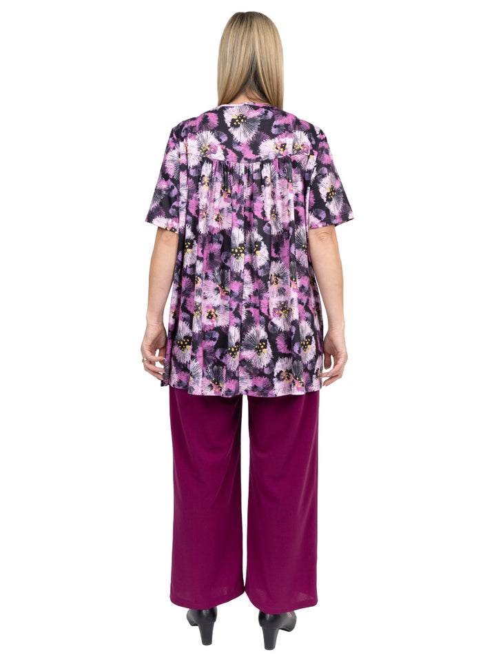 SAMPLE ONLY - Tasmin Bib Top - Purple Print** - Dale and Waters