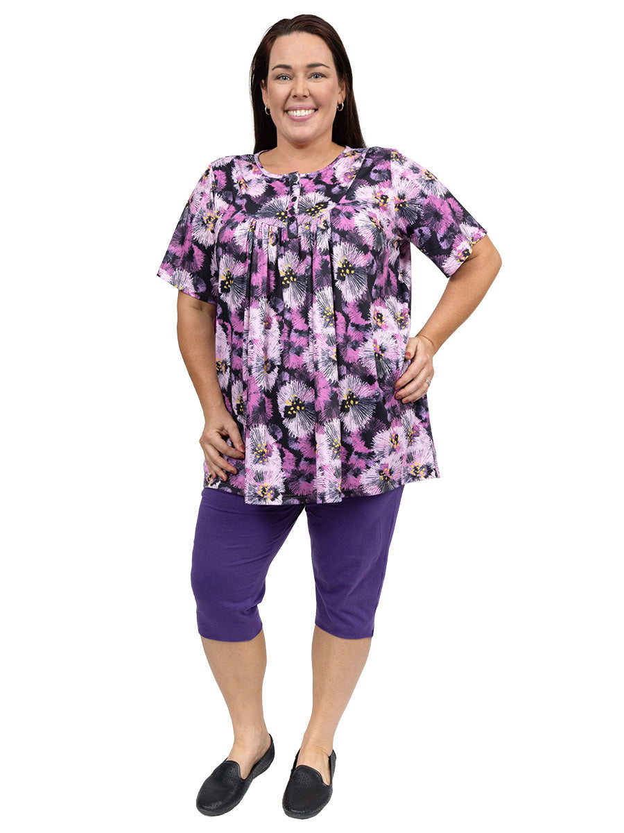 SAMPLE ONLY - Tasmin Bib Top - Purple Print** - Dale and Waters