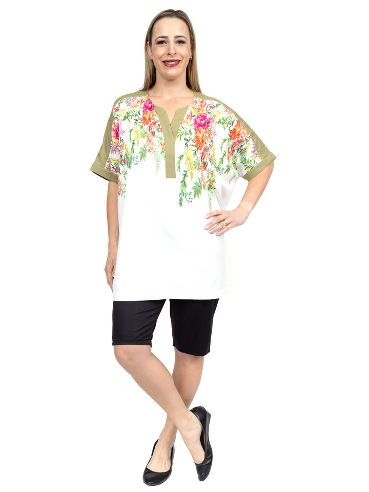 SAMPLE ONLY - Nessa Border Top - White Print** - Dale and Waters