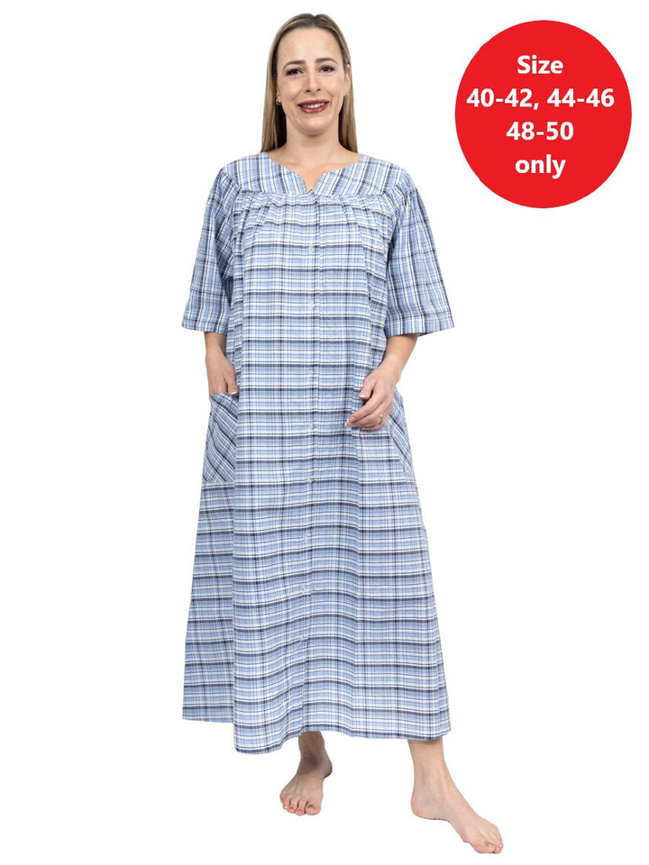 Tara Seersucker Dressing Gown - Blue Print*