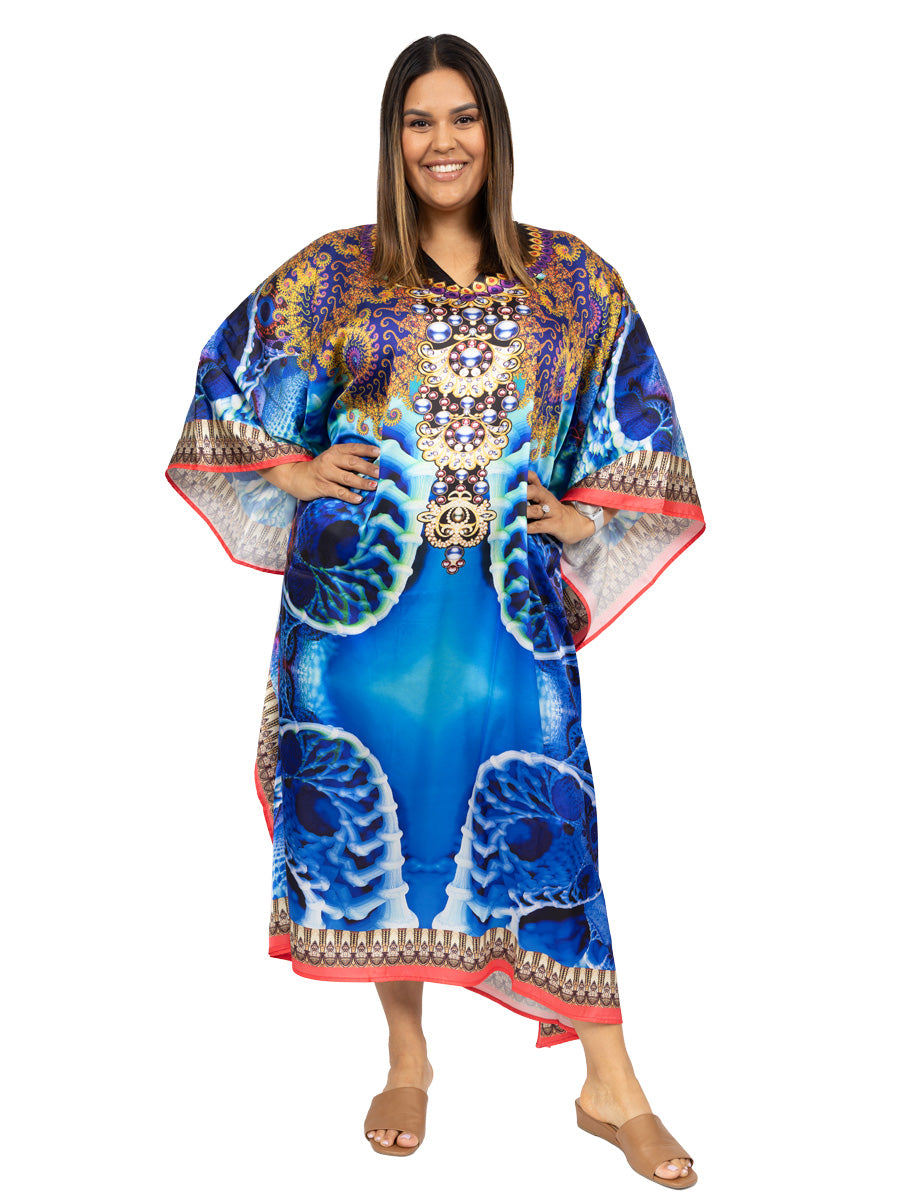 Whitelea Kaftan Dress - Blue Print