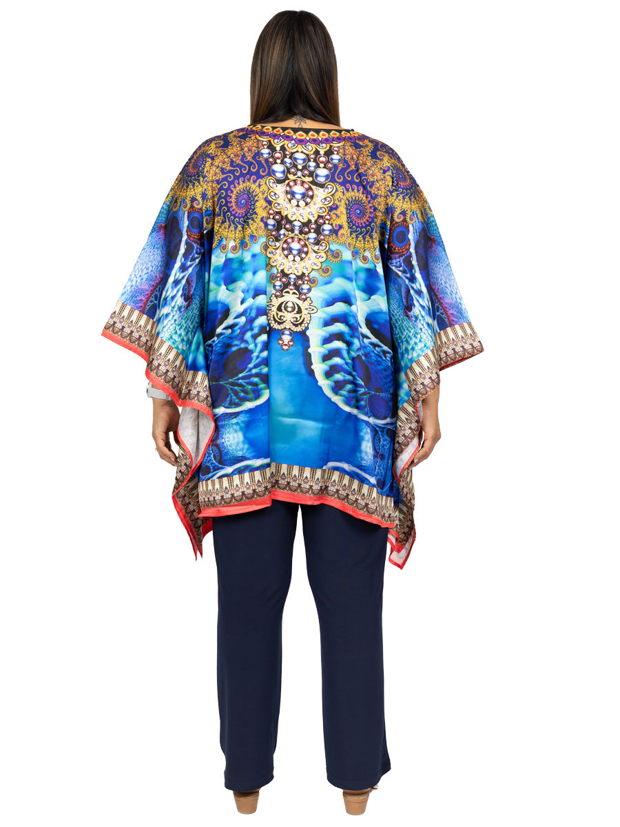 Whitelea Kaftan Top - Blue Print