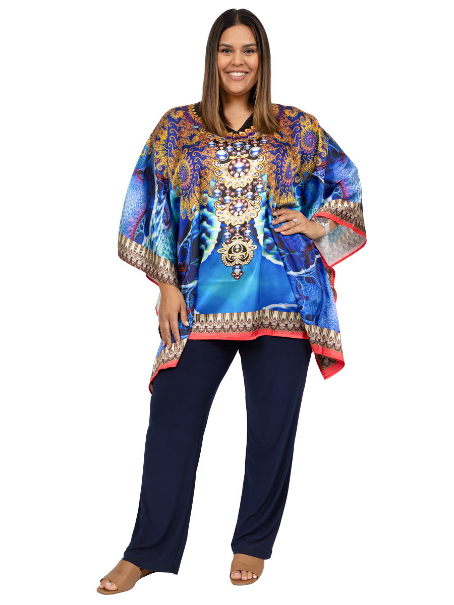 Whitelea Kaftan Top - Blue Print