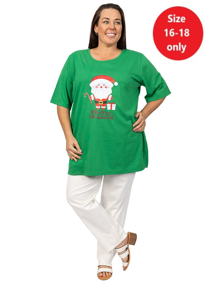 SAMPLE ONLY - Christmas Santa Tee - Green**