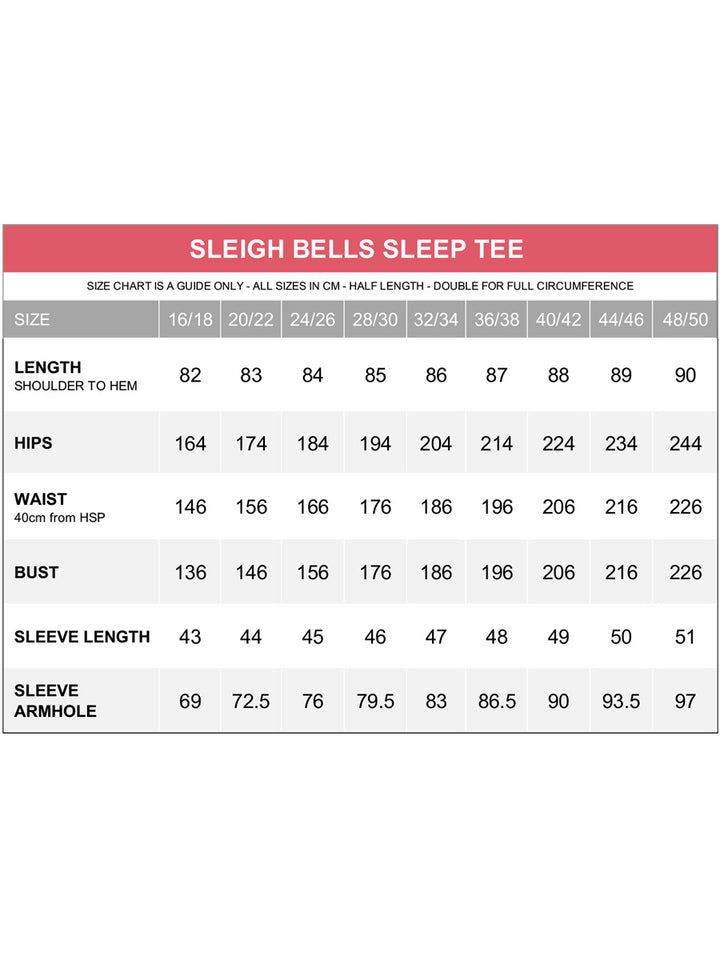 Sleigh Bells Sleep Tee - Red Green Print - Dale and Waters