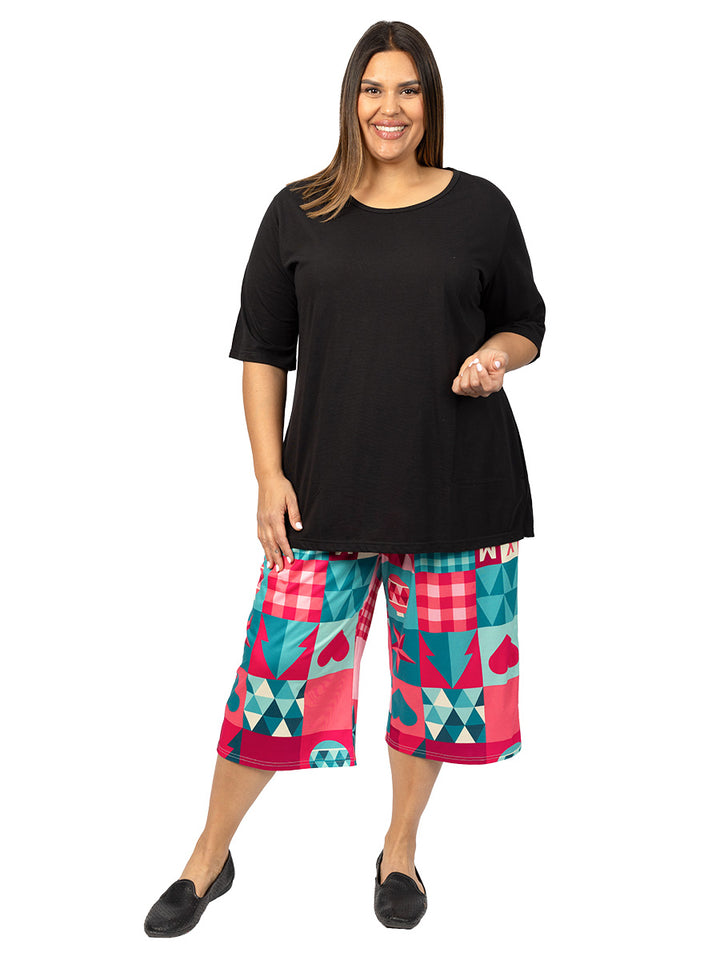 Sleigh Bells Sleep Capri - Red Print