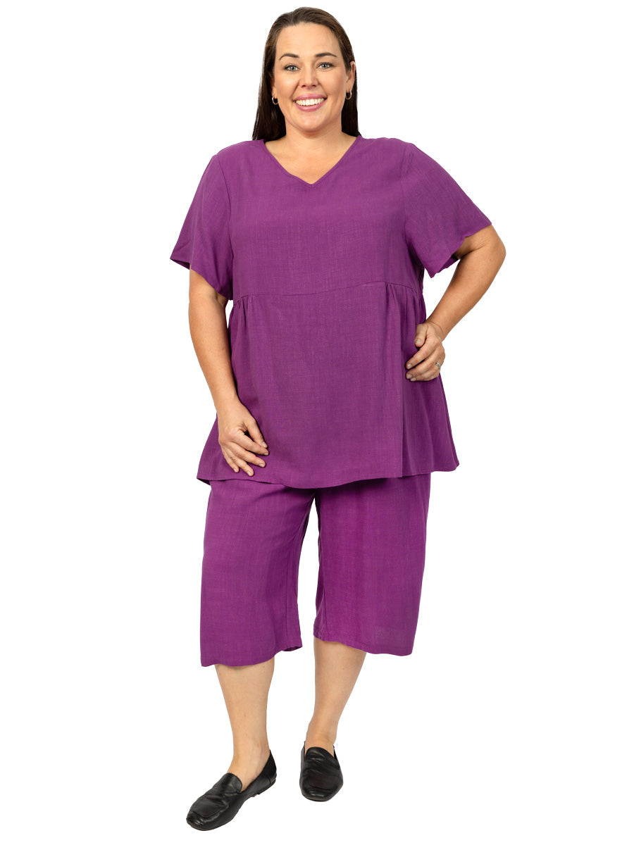 Darice Linen Top - Midnight Purple