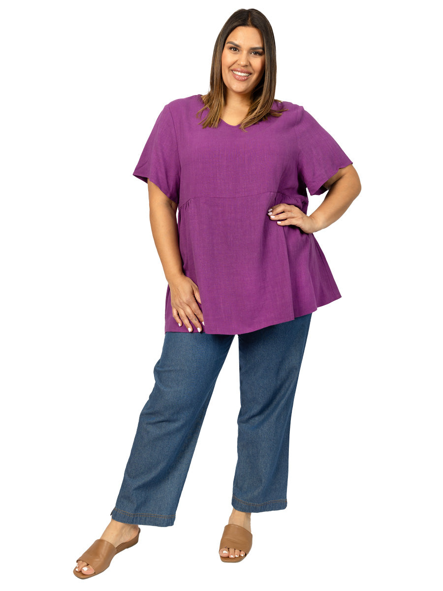 Darice Linen Top - Midnight Purple