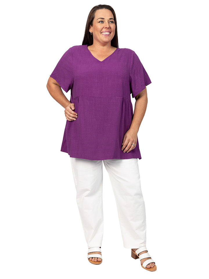 Darice Linen Top - Midnight Purple