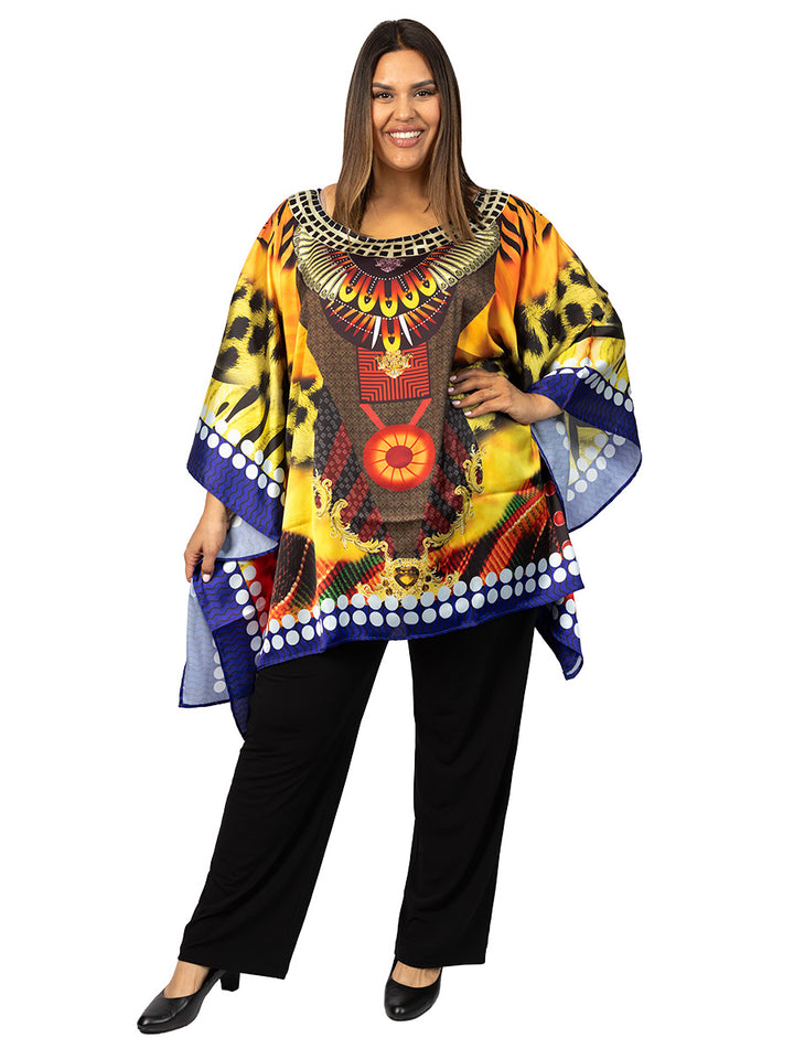 Cosmo Kaftan Top - Rust Print