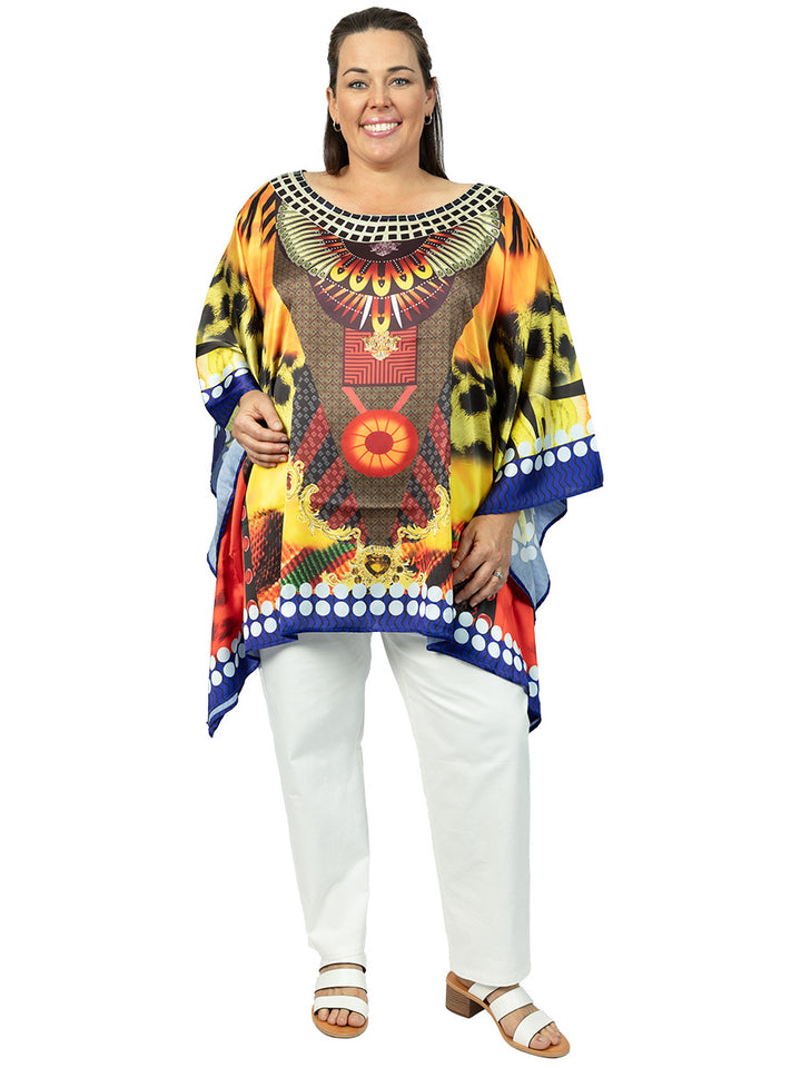 Cosmo Kaftan Top - Rust Print