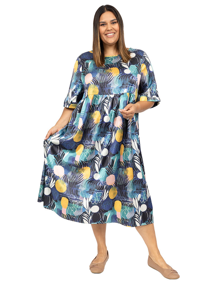 Ocean Garden Dress - Teal Print