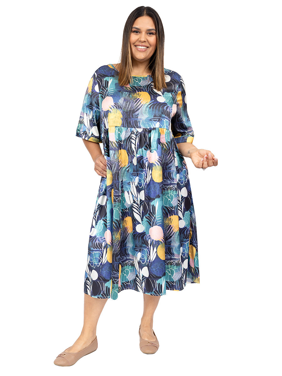 Ocean Garden Dress - Teal Print