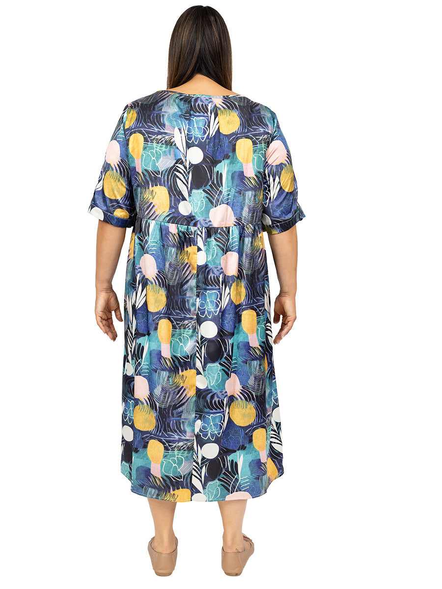 Ocean Garden Dress - Teal Print